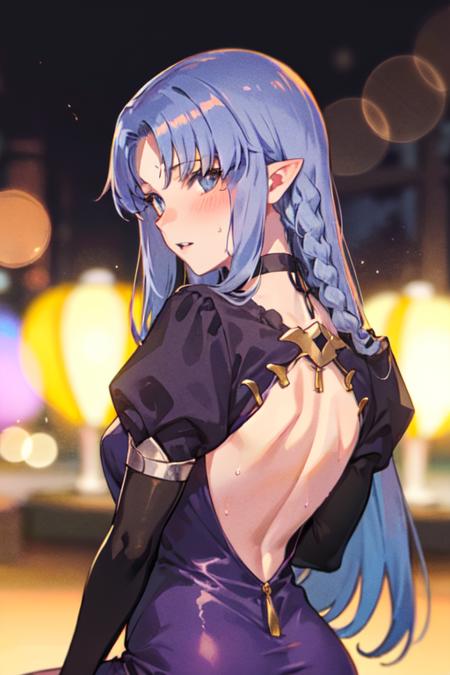 00403-1102952639-, medea _(fate_), _MedeaRobe, 1girl, solo, long hair, looking at viewer, blush, blue eyes, gloves, dress, sitting, blue hair, br.png